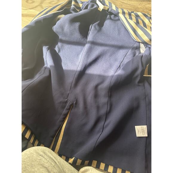 Jonathan Simkhai Structured Stripe Blazer Midnight Blue Khaki Size 6 - Picture 8 of 9